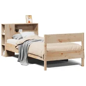 Vidaxl Knjižna postelja brez vzmetnice 75x190 cm trdna borovina