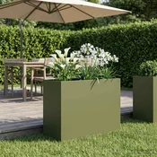Vidaxl Vrtni lonček Olivno zelena 60 x 30 x 40 cm Mlinjeni jeklo
