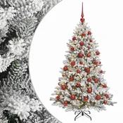 Vidaxl Umjetno božično drevo z okrasnimi kroglami 120 cm 150 LED