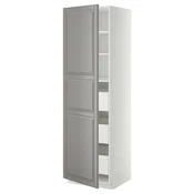 METOD / MAXIMERA Visoki element s fiokama, bela/Bodbyn siva, 60x60x200 cm