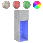 Vidaxl TV omarica z LED lučkami betonsko siva 30,5x30x90 cm