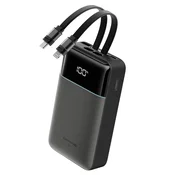 Power bank Cuktech LPB200NL 20000mAh z vgrajenima USB-C in Lightning kablom in zaslonom, 40W - grey