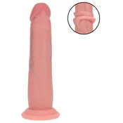 RealRock - dvojna gostota realistični dildo (barva kože) - 18,5 cm