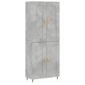 Vidaxl Visoka komoda betonsko siva 69,5x34x180 cm inženirski les