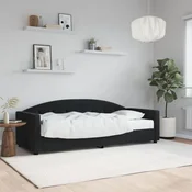Greatstore Dnevna postelja z vzmetnico črna 80x200 cm žamet