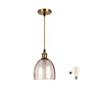 BRILAGI-LED Luster na sajli RETRO GLASS 1xE27/60W/230V pr. 17cm zlatna/zadimljeno bež