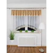 shumee Že izdelana zavesa 400x160 cm z rjavimi pentljami in vezenjem