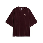 PUMA Velour Oversized Tee Women, Clothing, Aubergine, XXL