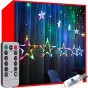 Božicna svjetla svjetlosna zavjesa 138 LED RGB 8 funkcija USB zvjezdice