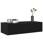 vidaXL Stenska polica s predali črn 60x26,5x15 cm inženirski les