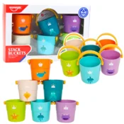 LEAN TOYS komplet pisanih vedrc za kopanje (6 kosov)