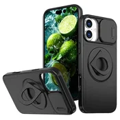 GS Vojaški magnetni ovitek za MagSafe za iPhone 16 Plus, črn