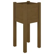 Vidaxl Vrtno cvetlično korito medeno rjavo 31x31x70 cm trdna borovina