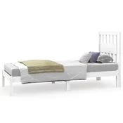 Vidaxl Posteljni okvir bel iz trdne borovine 75x190 cm