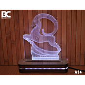Black Cut 3D Lampa Ovan, Hladno bela