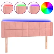 Vidaxl LED posteljno vzglavje roza 147x16x78/88 cm žamet