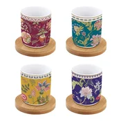 Set of 4 porcelain cups, 110 ml, with bamboo saucers, Magie DOrient