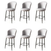 Hanah Home Set barskih stolica Uras, 6 komada, Sivo-crni