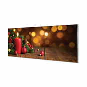 tulup.si Slika na akrilnem steklu Sveča vejice baubles table 140x70 cm 4 obešalnika