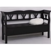 Casa Padrino country style bench black 163 x 48 x H. 92 cm - Solid wood bench with storage space - Solid wood furniture - Country style furniture - Country style furnishings