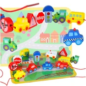 WOWO Lesene natikajoče kocke s ploščo vozila in prometni znaki 3+