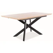 Casa Padrino luxury dining table natural/matt black 160-200 x 90 x H. 76 cm - Extendable kitchen table - Dining room furniture - Kitchen furniture - Luxury furniture