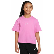 Majica kratkih rukava za djevojčice Nike Kids Sportswear Essential Boxy T-Shirt - playful pink/white