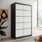 Garderobna omara z drsnimi vrati Lizi 120 cm - črna/bela