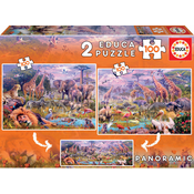 Panoramske puzzle Divlje životinje Educa 2x100 dijelova od 6 godina