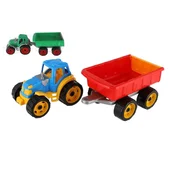 Teddies Traktor z vleko iz plastike 53cm prosto gibanje 2 barvi v mreži