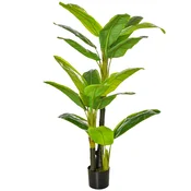 HOMCOM HOMCOM Rastlina banana v loncu, umetno drevo banana, umetna rastlina za notranjo in zunanjo uporabo, 150 cm, (20756617)