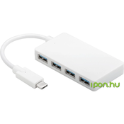 Goobay 4 vhodni USB 3.0-razdelilnik z USB-C™-vtič Goobay bele barve