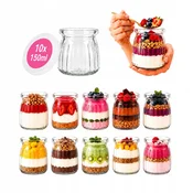 shumee Kozarci za sladice 150 ml črtasti kozarec za sladico jogurt darilni med 10x
