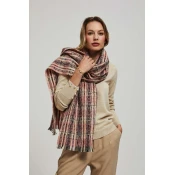 Marisse Pink Checkered Scarf With Metallic Thread