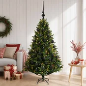 Umjetno božično drevo z okrasnimi kroglami 150 cm 150 LED