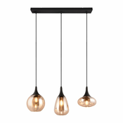 Črna/oranžna viseča svetilka s steklenim senčnikom Lumina – Trio