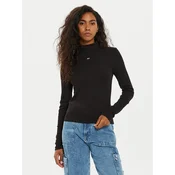 Tommy Jeans Bluza Tjw Essential Mock Neck DW0DW19830 Črna Slim Fit