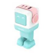 Ugreen Ugreen Nexode RG (Robot GaN) stenski polnilnik, 2x USB-C + USB, 65W (roza - moder)