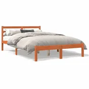 Vidaxl Posteljni okvir brez vzmetnice vošč. rjav 150x200 cm borovina