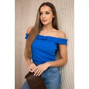 Blouse with frills in blue-violet color
