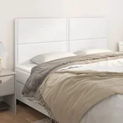 Vidaxl Vzglavje postelje belo 200x5x118/128 cm umetno usnje