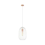 Luster na sajli OVELLA, 1x E27/15W/230V, precnik 25 cm, krem/borovina