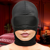 XR Brands Cocksucker Hood with Open Mouth Black - Adjustable Fit AH682