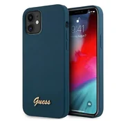 Guess Etui Guess Metal Logo Script za iPhone 12 mini - modre