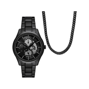 Ura in ogrlica Armani Exchange črna barva, AX7160SET
