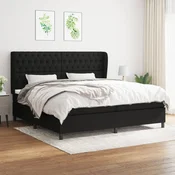 Greatstore Box spring postelja z vzmetnico črn 200x200 cm blago