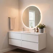 Skye Decor Set kupatilskog ormarica sa umivaonikom i ogledalom, 2 dela, Beli