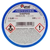 Cynel Spajkalna pločevina s talilom Sn60Pb40-SW26/2,5% O 0,80 100 g, spajka, elektronska industrija