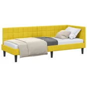 Vidaxl Kotna postelja z vzglavjem Rumena 80 cm x 200 cm Žamet