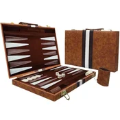 Backgammon – klasična zložljiva družabna igra 15 v vrhunskem usnjenem etuiju